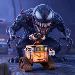 the scene where wall-e is corrupted by venom and becomes evil from walle 2049 by Pixar, vfx, lighting effect, dreamworks