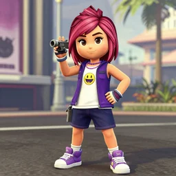 Vanellope von Schweetz commiting a Heist in GTA Online. In game capture. 3D Render