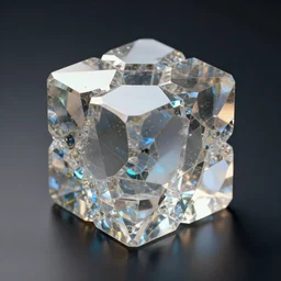 3 d render of cubic crystal, hyper realistic, cinematic, studio lighting, detailed