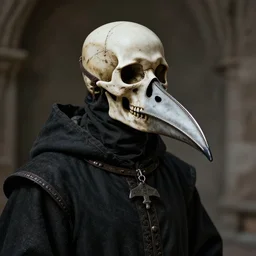 medieval plague doctor wearing skull plague doctor beak