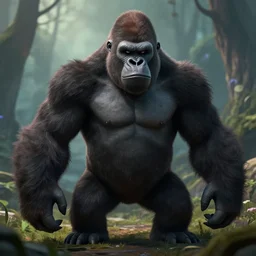 cunning, sinister, gorilla in the style of netflix's dragon prince, cell shaded