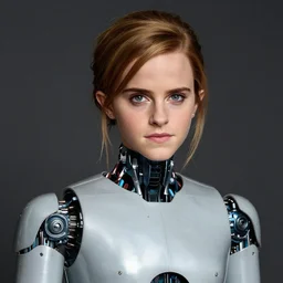 Portrait photography of Emma Watson as a robot