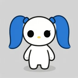 a white alien with blue pigtails, simplistic