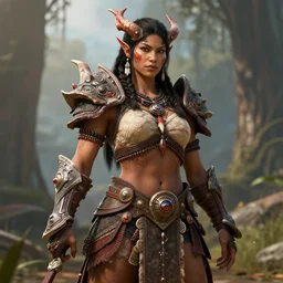 beautiful amazonian warrior in demonic armour, diablo 4, ultra detail, upscale, ultra realistic, unreal engine 5