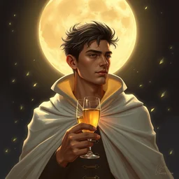 portrait of a ( ( ( champagne ) ) ), ( ( bellaco guapo joven hombre cubano pelo buzzed ) ), white cloak, tormenta y magia, la luna,, concept character, by greg rutowski and mucha and bierstadt and remington, trending on artstation