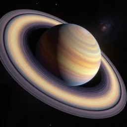 saturn with rainbow rings, highly detailed, artstation, 8 k