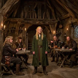 Beautiful hyperrealistic detailed award winning photography of an elf in a tavern that looks like it's from lord of the rings and bazaar by greg rutkowski, andreas rocha and john howe, and Martin Johnson Heade,featured on artstation, ultrawide angle,f16 , golden ratio, f32, well composed, cohesive
