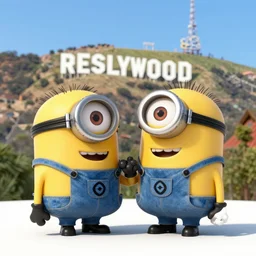 resolution hollywood sign venmoized zombies eat minions end of the world apocalypse in the style of Iban Coello and Scott Altmann