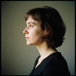 woman's profile in the style of Annie Leibovitz and Jan Lievens. 35mm photo. Mamiya 7. award winning. hq.