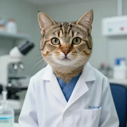 cat in a lab coat, highly detailed, 4 k