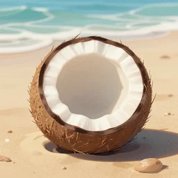 coconut on beach, trending on artstation, 30mm, by Noah Bradley