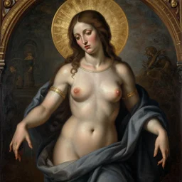 the blasphemous caricature of the female body, hyperealistic detailed photography, divinity, awful, religious art