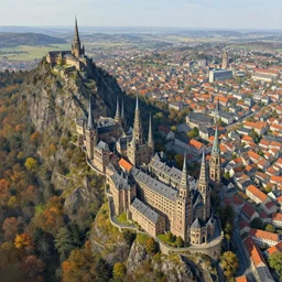 an ultra detailed matte landscape painting of an german renaissance capital city built into the side of a mountain with many tall spirally towers, sweeping vista, german renaissance architecture, ultrawide lens, aerial photography, 8 k, volumetric lighting, smooth, highly detailed, digital illustration, art by greg rutkowski and akira toriyama and artgerm, pixv