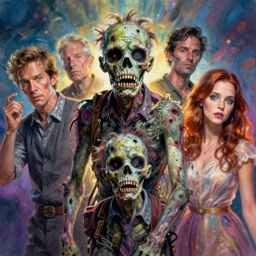 portrait of a zombie ; by james jean, charlie bowater, tom bagshaw, nikolay makovsky, melanie delon : : enchanting, colorful, ethereal, portrait, character design, illustration, hyperrealism, photorealism, digital art, concept art, fantasy, weta, wlop