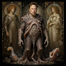 elon musk as slimy mollusk, drool, full body, intricate, elegant, highly detailed, digital painting, artstation, concept art, wallpaper, smooth, sharp focus, illustration, art by h. r. giger and artgerm and greg rutkowski and alphonse mucha