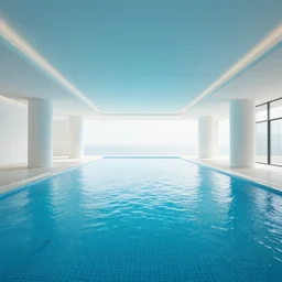 photo of a dreamscape, infinite swimming pool, liminal space, interior