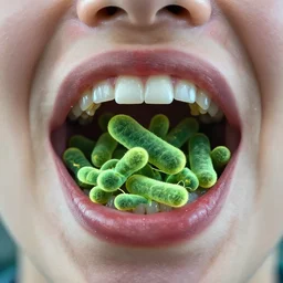 a mouth full of bacteria.