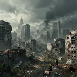 city of radom during the apocalypse, realistic, 4 k, trending
