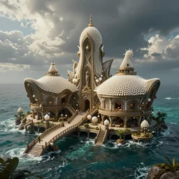 an intricate concept art of a tribal pearl farm house in the ocean, artstation, photorealistic movie still, sci - fi, hyper realistic, concept art, art by dylan cole, feng zhu, artgerm, greg rutkowski, cinematic lighting, octane render