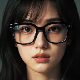 portrait, young beautiful woman with big large oversized black eyeglasses with thick lenses, dramatic lighting, cinematic, establishing shot, extremely high detail, foto realistic, cinematic lighting, by Yoshitaka Amano, Ruan Jia, Kentaro Miura, style by eddie mendoza, raphael lacoste, alex ross