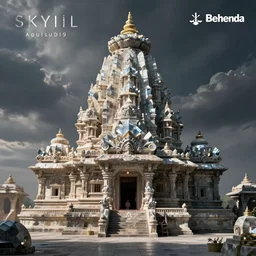 an ancient crystal Indian temple in the style of skyrim by Bethesda Game studios