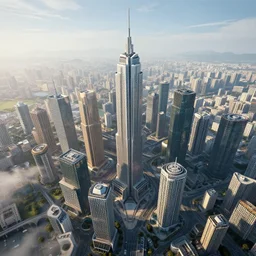 a futuristic city in the air