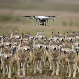 a uav is searching a large group of wolves