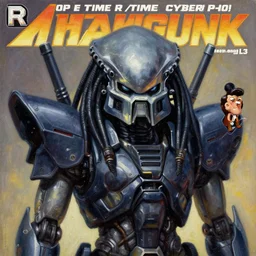 dark gunpla droid kenku. helmet. predator. science fiction, portrait by donato giancola and greg rutkowski and wayne barlow. sleepy look. oil on canvas. 1 9 7 8 cover. top all time r / imaginarycyberpunk.