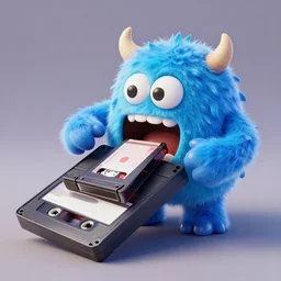 a 3 d vcr monster spitting out a vcr cassette, 3 d render, octane render