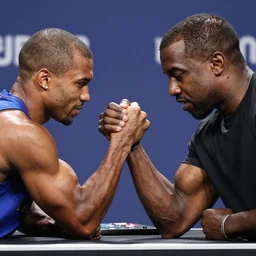“ jerma and kanye west in an arm wrestling match ”