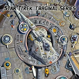 Promotional poster for Star Trek the original series, shot on the deck of the Starship Enterprise, by Makoto Shinkai. Anime key visual,