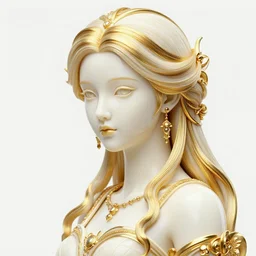 a beautiful girl made of ivory and gold, highly intricate, digital art, very detailed, in the style of a weird and dark eerie liminal art nouveau flemish painting, 8k, octane render