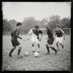daguerreotype photograph of zombies playing soccer