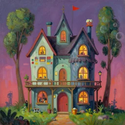 a binkley, ed painting of a monster house