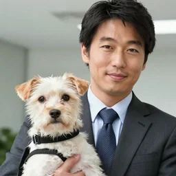 cinematography action movie closeup portrait of a Japanese business man carrying his dog running from an explosion in Tokyo by Emmanuel Lubezki