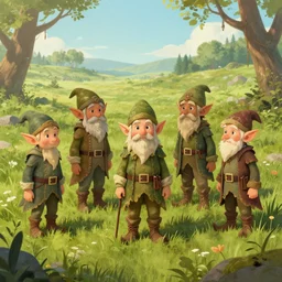 a group of elfs in a field, concept art.