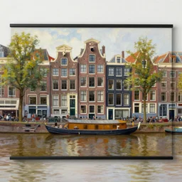 art print painting of Amsterdam, by Ambers Textiles on Society6, gauche painting, classical painting, high definition, digital art,