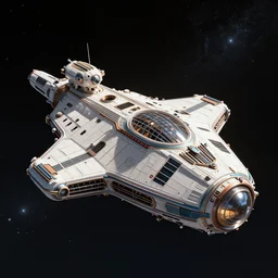retro art deco space ship in space, ultra high quality, photo realistic, trending on artstation, octane render