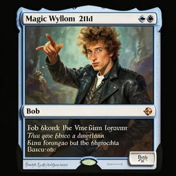 illustration image for bob dylan as a magic the gathering creature, highly detailed, fantasy, cartoon style, painting
