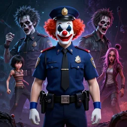 clown in police uniform swat scariest horror nightmare by beksinski and junji iyo and horiyoshi iii, digital art, deepdream cosmic, 3 d high definition, trending on artstation, hyper detailed, trending on deviantart, unreal engine
