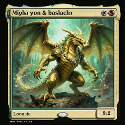 a mrbeast epic royal stone basilisk, gold green creature, magic : the gathering