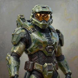 master chief from halo 3 hunting easter eggs, oil on canvas, intricate, portrait, 8 k highly professionally detailed, hdr, cgsociety