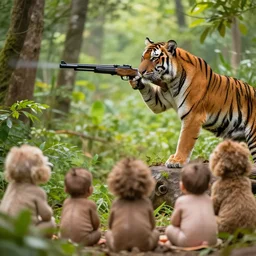 tiger and his ar - 1 5 shooting trees, high definition, amazing, toilet babies watching