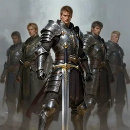 battle - worn warrior with legendary sword, fantasy, man, cool armour, intricate, highly detailed, digital painting, artstation, concept art, wallpaper, smooth, sharp focus, illustration, art by larry elmore, jeff easley, clyde waldwell, keith parkinson, daniel r horne
