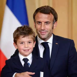 the 10 years old grandson of Emmanuel Macron, 50mm photography, high quality, 4K