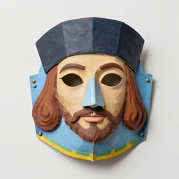 cardboard mold mask of Christopher Columbus in color