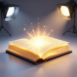 photo still of glowing magic book 8 k, studio lighting bright ambient lighting key light, 8 5 mm f 1. 8