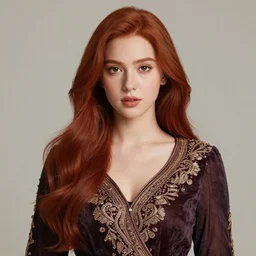 shallan davar. young woman with beautiful long red hair. rich, fancy clothes. playful. portrait. highly detailed, sharp focus, illustration, concept art, artgerm style, character design