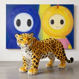 a beautiful painting lovely toy leopard, by kusama yayoi and murakami takashi painting, lumion render