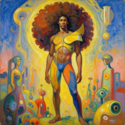 attractive male, character design, colorful, afrofuturism, painting by gaston bussiere, craig mullins, j. c. leyendecker